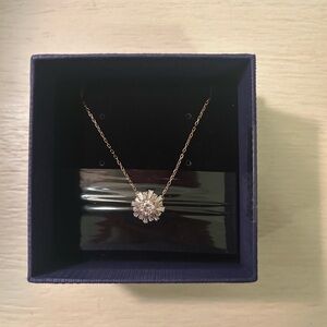 Swarovski Rose Gold Floral Crystal Pendant Necklace
